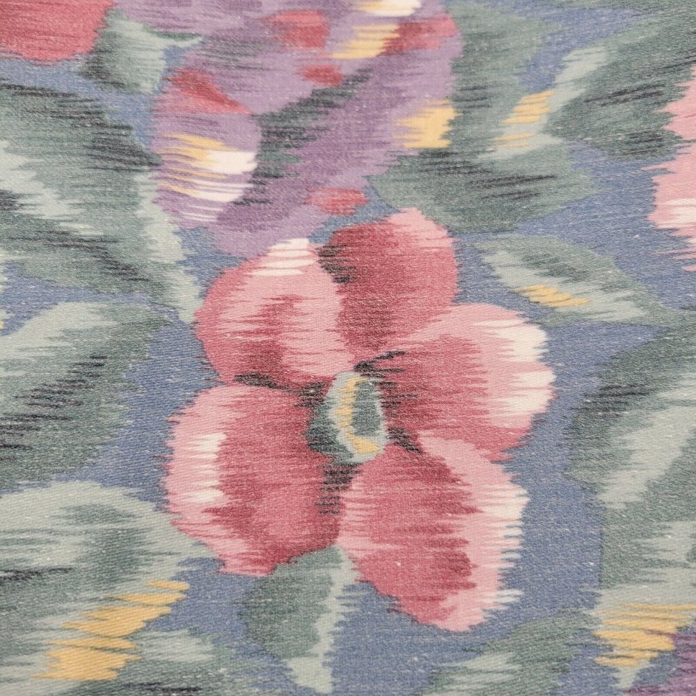 Floral Ikat Cotton Fabric Quilting Sewing Pastel Flowers Pattern 1 2/3 Yard